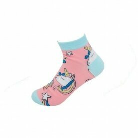Kinder Crazy Socks » Bunte Kindersocken » Kinderstrümpfe » Füßlinge » Kinder Socken Größe 30-33 und 34-37 - 30-33 / Einhorn Rosa