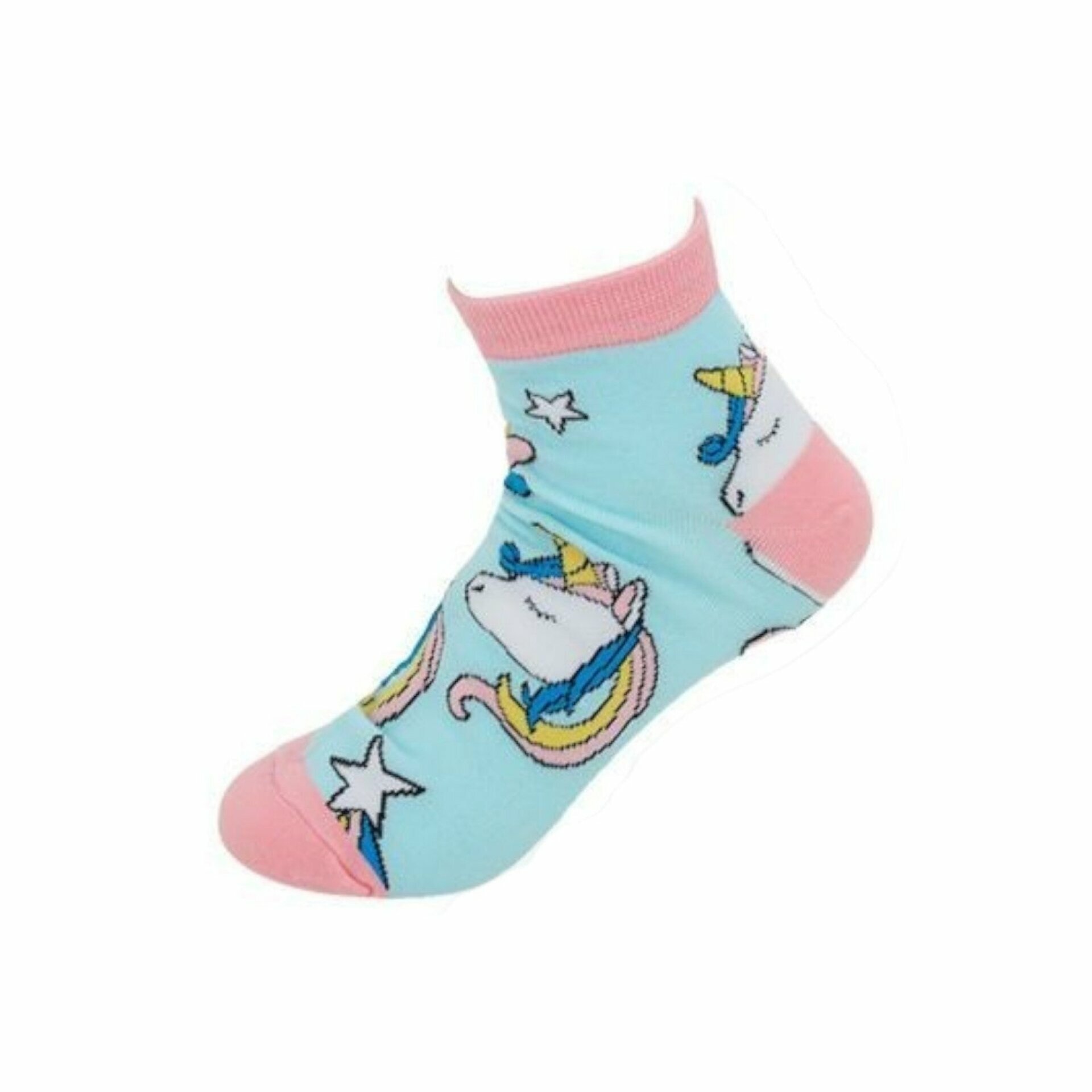 Kinder Crazy Socks » Bunte Kindersocken » Kinderstrümpfe » Füßlinge » Kinder Socken Größe 30-33 und 34-37 - 30-33 / Einhorn Blau