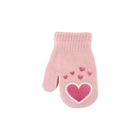 Kinder Fäustlinge mit Herzen » leichte Herbst & Frühling Handschuhe » Glitzer Herz Kinderhandschuhe » Strickhandschuhe mit glitzernden Herzen - Aprico