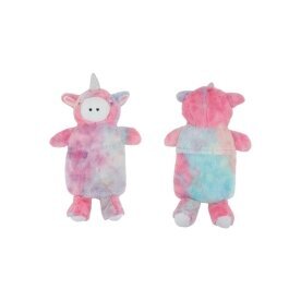 Kinder Wärmflasche 1L mit Tiermotiv » weicher Fell Bezug » Körperwärmer » flauschiges Heizkissen für Kinder - Einhorn