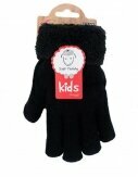 Kinder Winter Handschuhe | flauschig warme Soft Teddy Füllung | gefütterte Kinderhandschuhe [Schwarz]