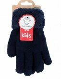 Kinder Winter Handschuhe | flauschig warme Soft Teddy Füllung | gefütterte Kinderhandschuhe [Dunkelblau]