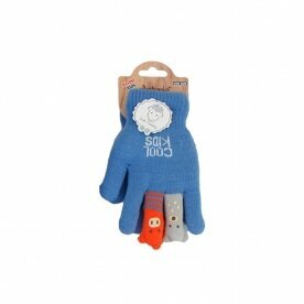 Kinder Winter Handschuhe » Kinderhandschuhe mit Tier Fingern » Fingerhandschuhe » teilweise mit Teddyfutter - Blau (gefüttert)