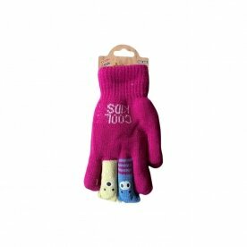 Kinder Winter Handschuhe » Kinderhandschuhe mit Tier Fingern » Fingerhandschuhe » teilweise mit Teddyfutter - Pink (gefüttert)