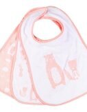 Klettlätzchen 3er Pack » Lätzchen-Set mit Klettverschluss » Schlabberlätzchen mit niedlichem Tier Design » Baby & Kleinkind Schlabberlatz - Rosa