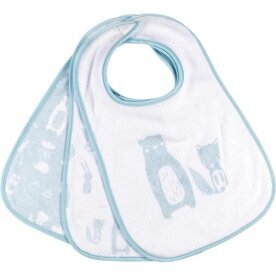 Klettlätzchen 3er Pack » Lätzchen-Set mit Klettverschluss » Schlabberlätzchen mit niedlichem Tier Design » Baby & Kleinkind Schlabberlatz - Blau