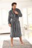 Premium Bademantel Eden » weiches Korallenfleece 350 g/m² » langer Saunamantel mit aufgesetzten Taschen » Morgenmantel 116 cm lang » unisex in Grau