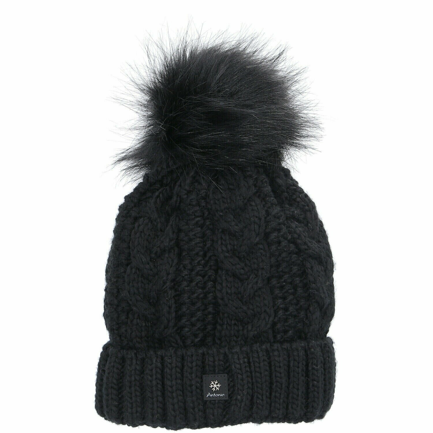 Mütze gefüttert Wintermütze & | Premium Fellbommel [schwarz]: Strickmütze Geschenkartikel Damen Top Verwoehnwochenende Geschenkideen! Beanie Warm