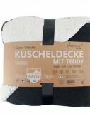 Premium Jersey Scandinavian Decke I Wohndecke I Kuscheldecke I Flauschdecke I Wolldecke I Couchdecke 150 x 130 cm [Schwarz]