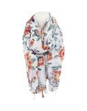 Sommer Damen Schal Blumen » leichter Sommerschal 180 x 80 cm » Halstuch mit Blumenmuster » Damenschal weich & dünn - Motiv 6