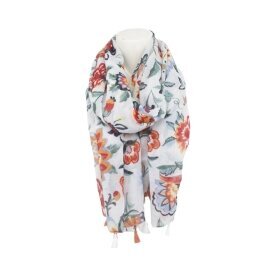 Sommer Damen Schal Blumen » leichter Sommerschal 180 x 80 cm » Halstuch mit Blumenmuster » Damenschal weich & dünn - Motiv 6