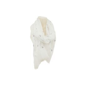 Sommer Damen Schal » Maritimes Design » leichter Sommerschal 180 x 70 cm » Halstuch weiß mit Ankern » Damenschal weich & dünn - Anker Schwarz