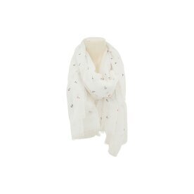 Sommer Damen Schal » Maritimes Design » leichter Sommerschal 180 x 70 cm » Halstuch weiß mit Ankern » Damenschal weich & dünn - Anker Schwarz & Rot