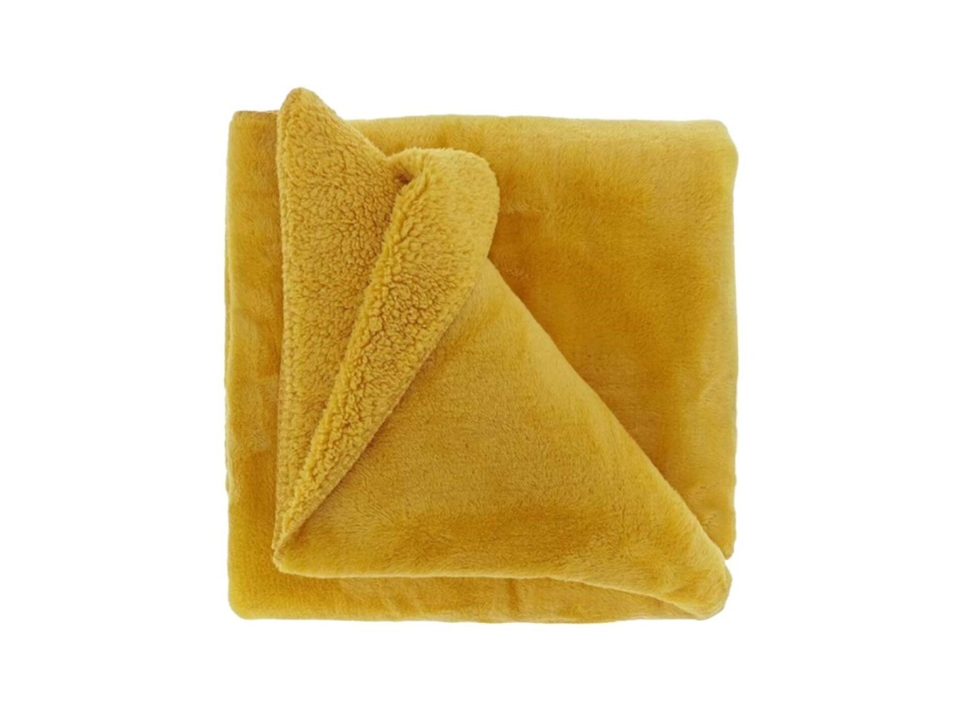 Teddy-Decke 150 x 200 cm » Kuscheldecke 'Torvah' » Wohndecke strahlend gelb / mango » Couchdecke Teddy Fleece - Gelb