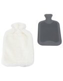 Wärmflasche » weicher Teddy Bezug » Wärmekissen mit Eingriff für warme Hände » Handwärmer & Körperwärmer » flauschiges Heizkissen 2L