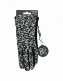 Winter Damen Handschuhe Bouclé | Dunkel meliert | Winterhandschuhe mit Smartphone Touch-Funktion [Weiß/Schwarz]