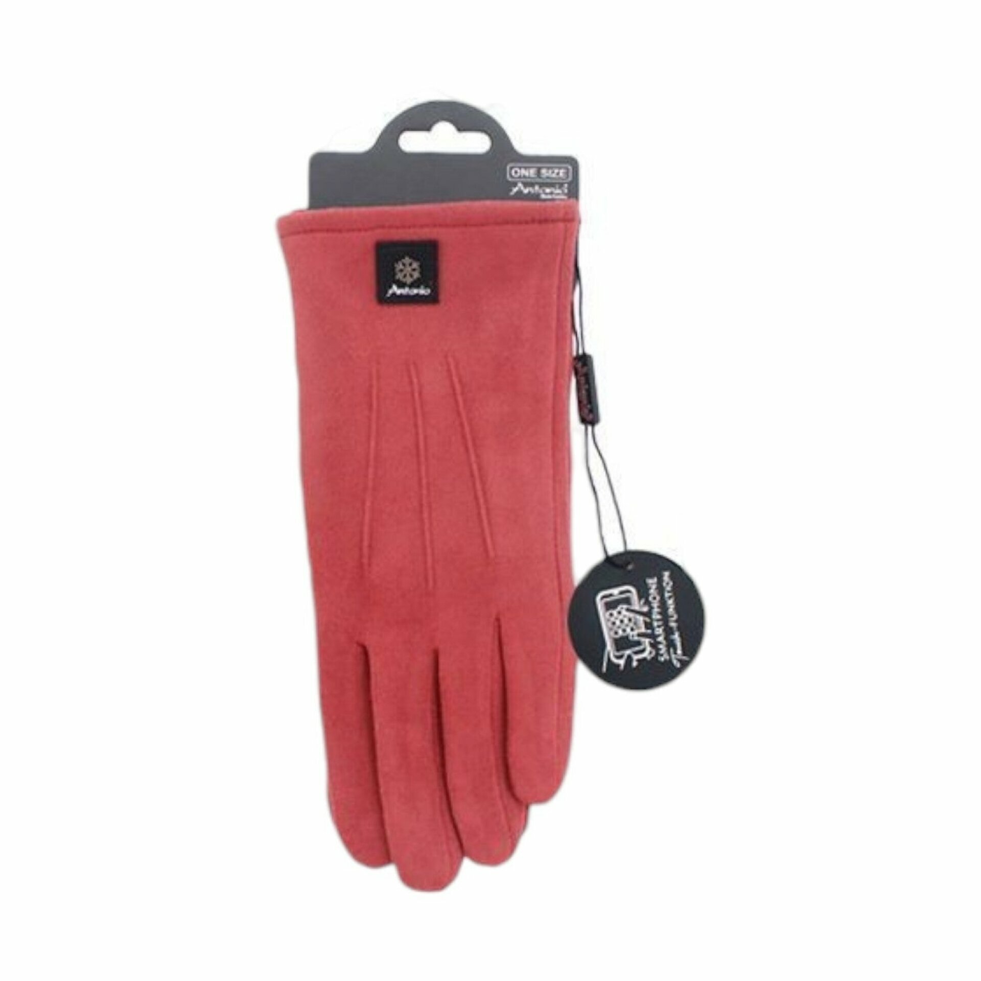 Gefütterte Winter Damen Handschuhe » Winterhandschuhe mit Teddy Innenfutter » Fingerhandschuhe mit drei Streifen auf Handrücken | Touchfunktion - Pink
