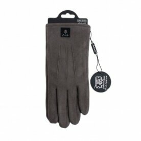 Gefütterte Winter Damen Handschuhe » Winterhandschuhe mit Teddy Innenfutter » Fingerhandschuhe mit drei Streifen auf Handrücken | Touchfunktion - Grau
