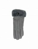 Winter Damen Handschuhe | Kunstpelz und Streifen | Smartphone Touch-Funktion [Grau]