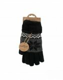 Winter Damen Handschuhe | Schneeflocken Design | Gefütterte Teddy Winterhandschuhe | flauschig & warm [Schwarz]