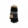 Winter Damen Handschuhe » Fingerhandschuhe Schneeflocke » Gefütterte Teddy Winterhandschuhe » Strickhandschuhe flauschig & warm - Schwarz