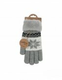 Winter Damen Handschuhe | Schneeflocken Design | Gefütterte Teddy Winterhandschuhe | flauschig & warm [Hellgrau]