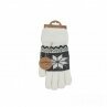 Winter Damen Handschuhe » Fingerhandschuhe Schneeflocke » Gefütterte Teddy Winterhandschuhe » Strickhandschuhe flauschig & warm - Weiß