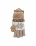 Winter Damen Handschuhe | Schneeflocken Design | Gefütterte Teddy Winterhandschuhe | flauschig & warm [Hellbraun]