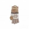 Winter Damen Handschuhe » Fingerhandschuhe Schneeflocke » Gefütterte Teddy Winterhandschuhe » Strickhandschuhe flauschig & warm - Hellbraun