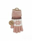 Winter Damen Handschuhe | Schneeflocken Design | Gefütterte Teddy Winterhandschuhe | flauschig & warm [Rosa]