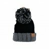 Winter Damen Mütze » Bommelmütze Emma » Strickmütze wolliges, dickes Garn » Wintermütze mit Bommel - Schwarz