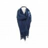 Winter Damen Schal Cashmera » Fransenschal Soft Feeling » Winterschal 180x72 cm » Damenschal mit Blume - Dunkelblau
