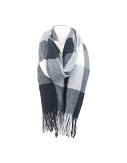 Winter Damen Schal » Cashmera Soft » Winterschal Karo Muster » Damenschal » Fransenschal 180 x 65 cm - Grau