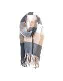 Winter Damen Schal » Cashmera Soft » Winterschal Karo Muster » Damenschal » Fransenschal 180 x 65 cm - Braun