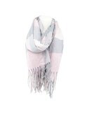 Winter Damen Schal » Cashmera Soft » Winterschal Karo Muster » Damenschal » Fransenschal 180 x 65 cm - Rosa