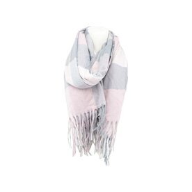 Winter Damen Schal » Cashmera Soft » Winterschal Karo Muster » Damenschal » Fransenschal 180 x 65 cm - Rosa