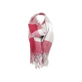 Winter Damen Schal » Cashmera Soft » Winterschal Karo Muster » Damenschal » Fransenschal 180 x 65 cm - Rot