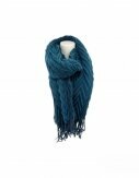 Winter Damen Schal "Soft Cashmera Plissee" | Fransenschal 220x72 cm | Faltenoptik [Blau]