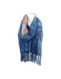 Winter Damen Schal Soft Cashmera » Winterschal Wasserrose » Fransenschal » Damenschal 180 x 70 cm - Blau