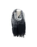Winter Damen Schal » Strickschal » Damenschal mit Highlights » schimmerndes Muster » Fransenschal 188 x 68 cm - Schwarz