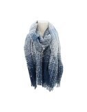 Winter Damen Schal » Strickschal » Damenschal mit Highlights » schimmerndes Muster » Fransenschal 188 x 68 cm - Blau