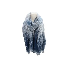 Winter Damen Schal » Strickschal » Damenschal mit Highlights » schimmerndes Muster » Fransenschal 188 x 68 cm - Blau