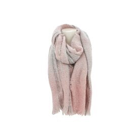 Winter Damen Schal » Strickschal » Damenschal mit Highlights » schimmerndes Muster » Fransenschal 188 x 68 cm - Rosa