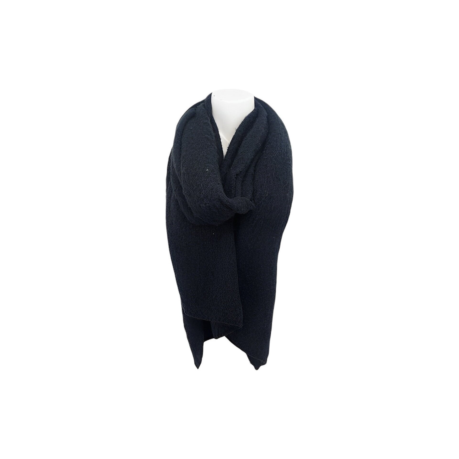 Winter Damen Schal Trapez » Bouclé Damenschal 200x40 cm » Winterschal Trapezschal » Alpaca Touch-Feeling | weich & flauschig - Schwarz