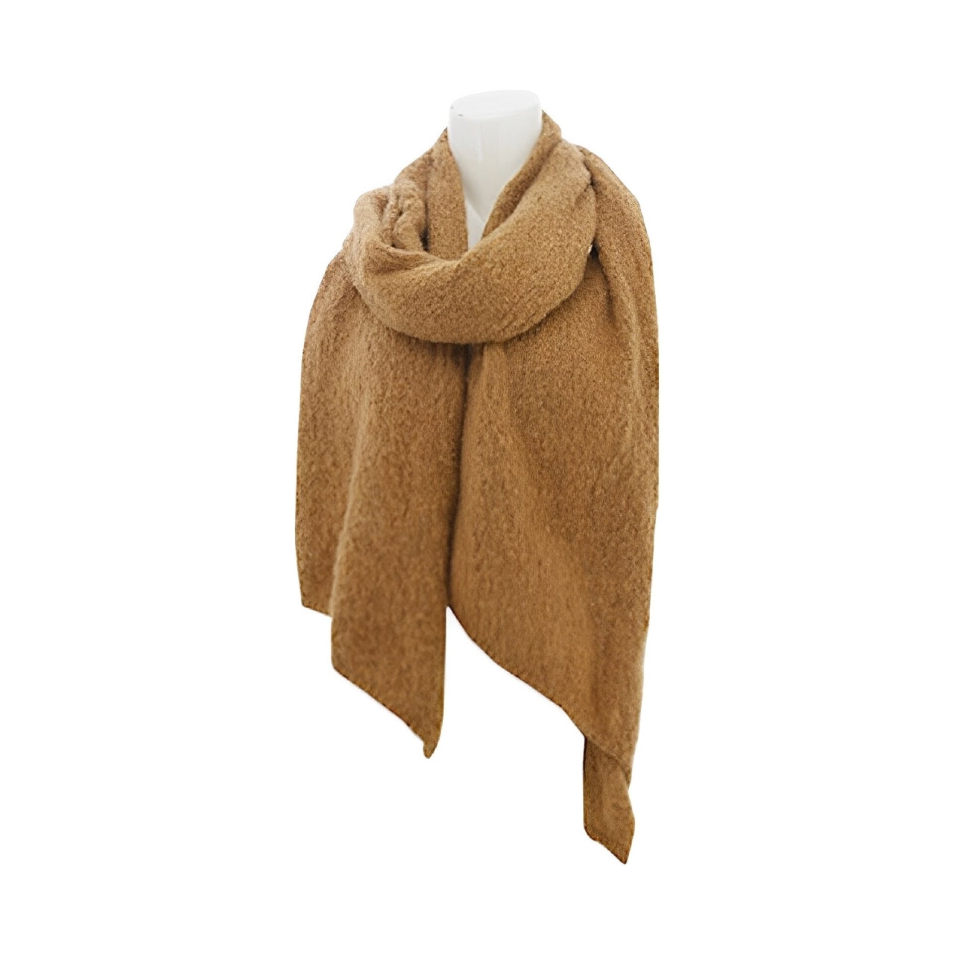 Winter Damen Schal Trapez » Bouclé Damenschal 200x40 cm » Winterschal Trapezschal » Alpaca Touch-Feeling | weich & flauschig - Ocker