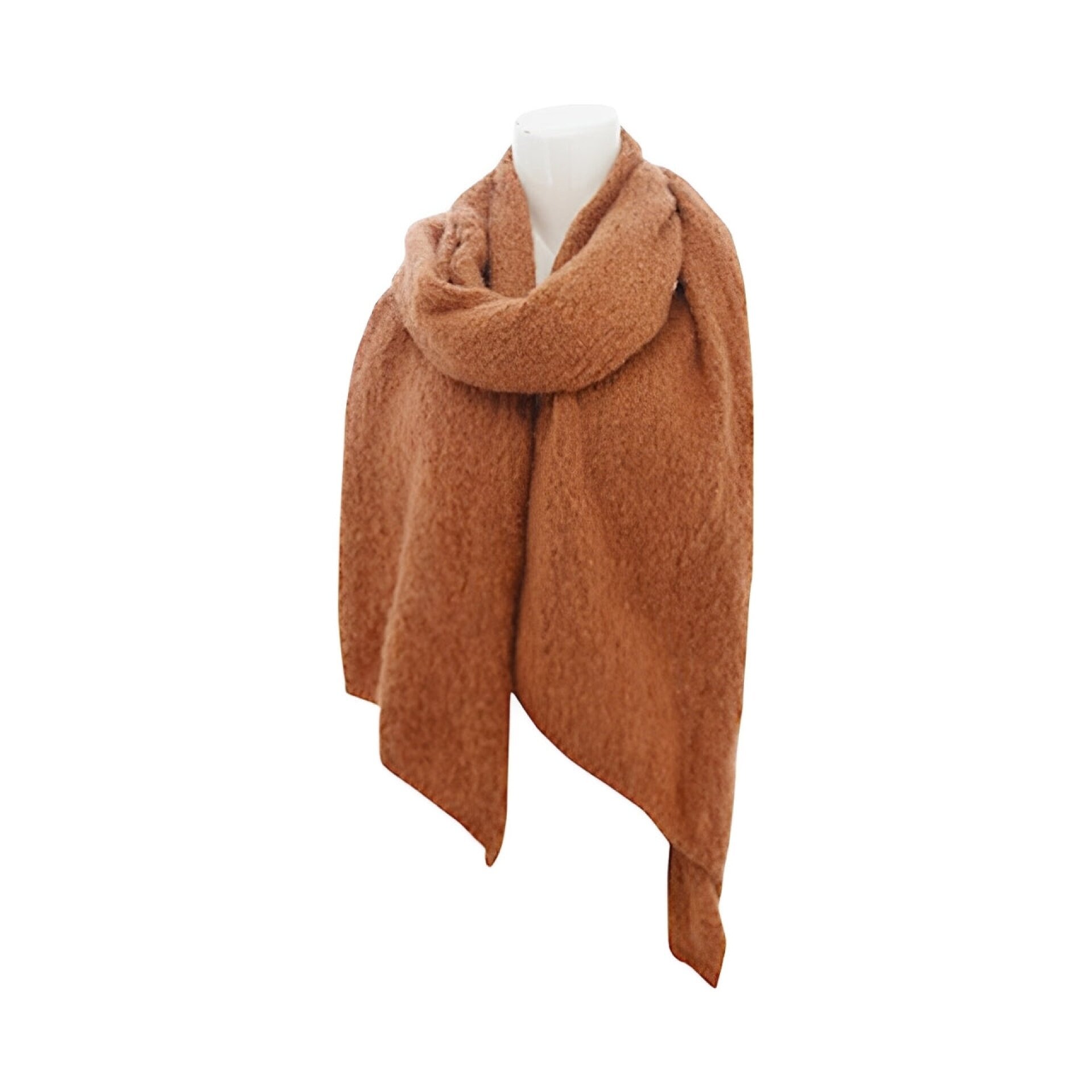 Winter Damen Schal Trapez » Bouclé Damenschal 200x40 cm » Winterschal Trapezschal » Alpaca Touch-Feeling | weich & flauschig - Orange