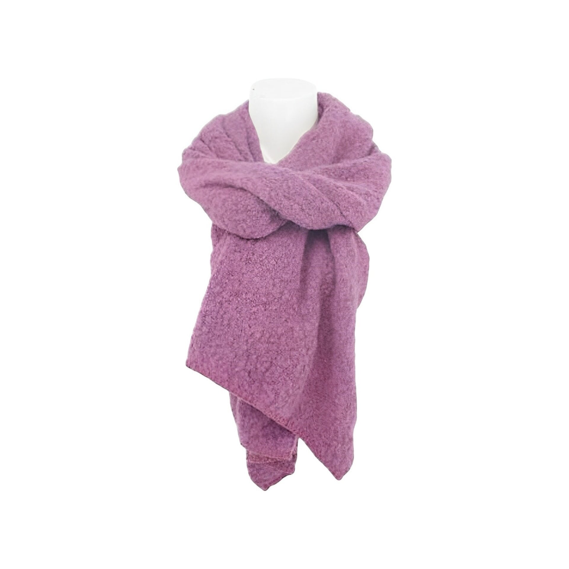 Winter Damen Schal Trapez » Bouclé Damenschal 200x40 cm » Winterschal Trapezschal » Alpaca Touch-Feeling | weich & flauschig - Flieder