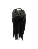 Winter Damen Schal » Winterschal Cashmera Soft Lurex » Fransenschal 180 x 60 cm » warmer Damenschal mit Fransen & feinen Glitzerfäden - Schwarz