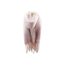 Winter Damen Schal » Winterschal Cashmera Soft Lurex » Fransenschal 180 x 60 cm » warmer Damenschal mit Fransen & feinen Glitzerfäden - Rosa