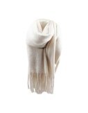 Winter Damen Schal » Winterschal Cashmera Soft Lurex » Fransenschal 180 x 60 cm » warmer Damenschal mit Fransen & feinen Glitzerfäden - Beige